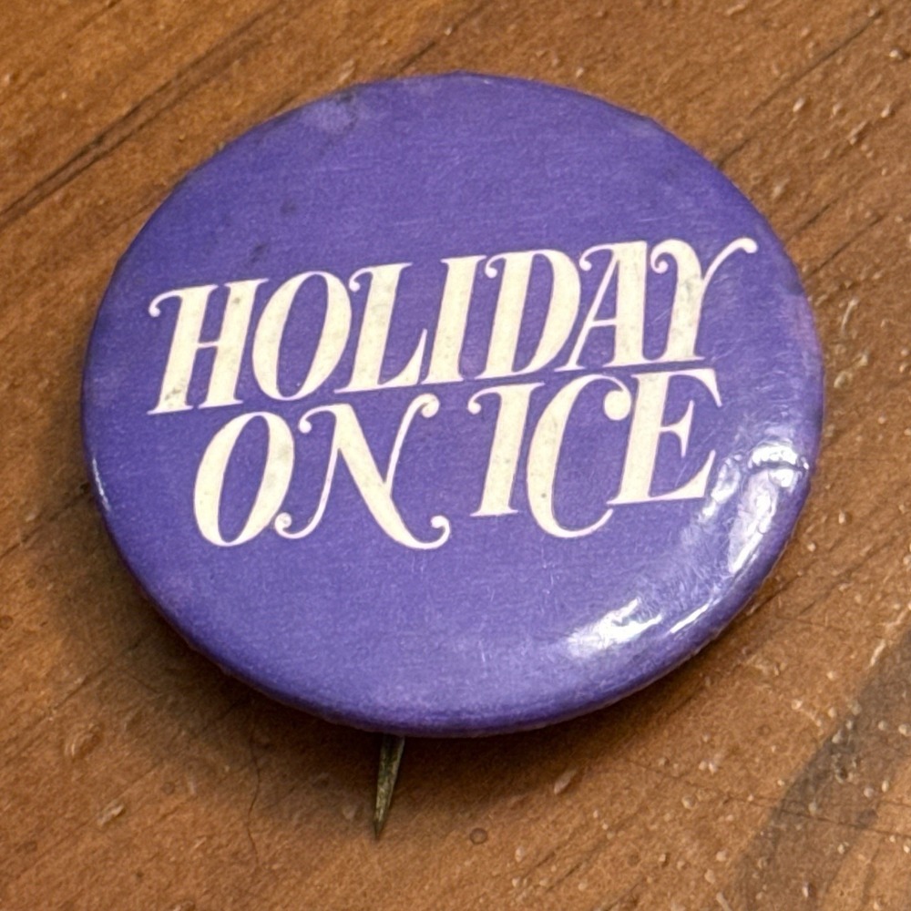 Holiday‎ On Ice Purple Vintage Pinback Button Pin Round Circle